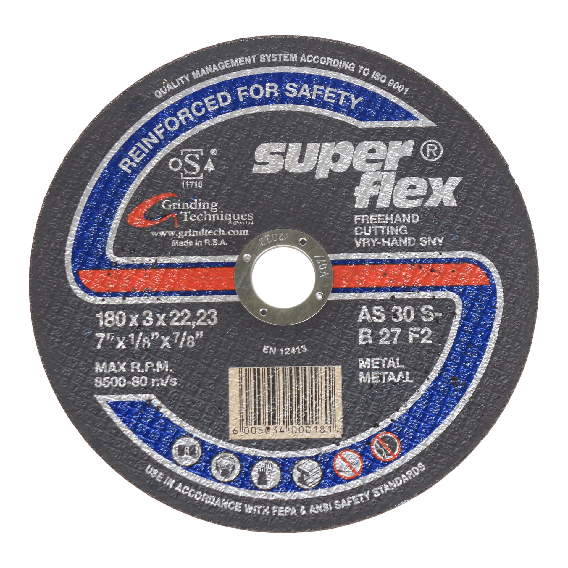 SUPERFLEX Steel Cutting Disc (180 x 3 MM) - Adendorff Machinery Mart